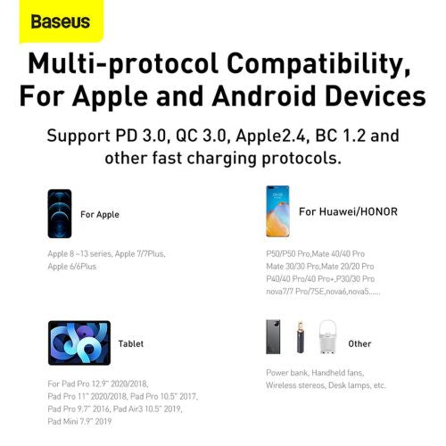 Baseus Compact Quick Charger, USB, USB-C, 20W (black)