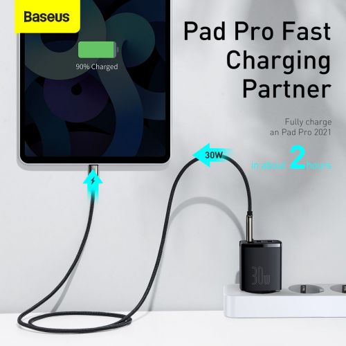 Charger Baseus Compact Quick Charger, 2xUSB, USB-C, PD, 3A, 30W (czarna)
