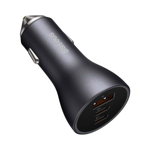Car charger Baseus Golden Contactor Pro, 2x USB-C, 1x USB, 65W (grey)