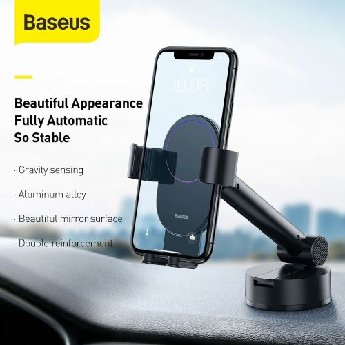 Gravity car mount for Baseus Tank phone with suction cup (black)