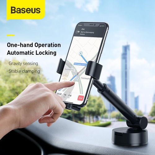 Gravity car mount for Baseus Tank phone with suction cup (black)