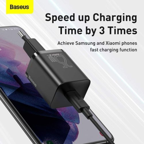 Baseus Super Si Quick Charger 1C 25W with USB-C cable for USB-C 1m (black)