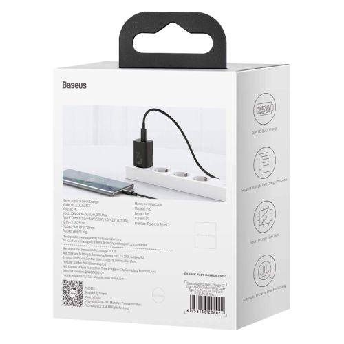 Baseus Super Si Quick Charger 1C 25W with USB-C cable for USB-C 1m (black)