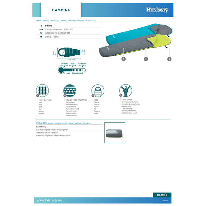 MUMMY SLEEPING BAG 220X75CM BESTWAY 68102