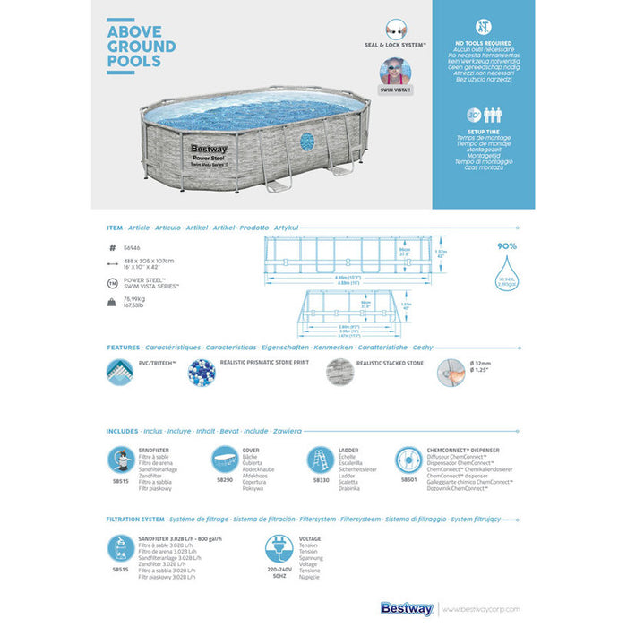 SWIMMING POOL 488X305X107CM BESTWAY 56946