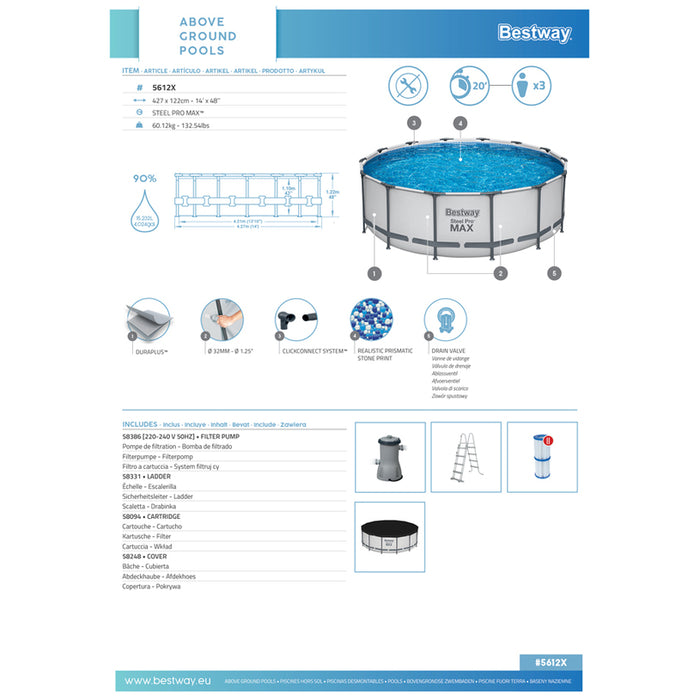 SWIMMING POOL F427X122CM BESTWAY 5612X