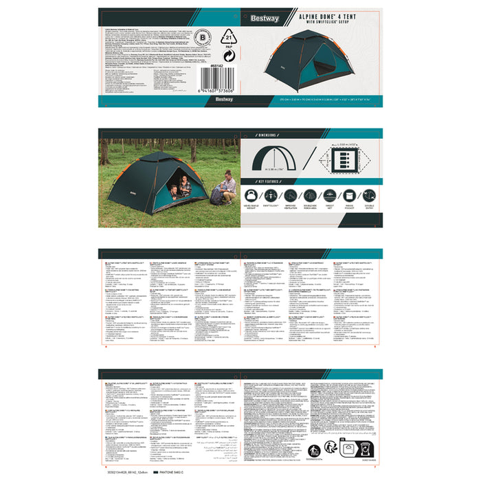 ALPINE DOME TENT 138X210X240 BESTWAY 68142