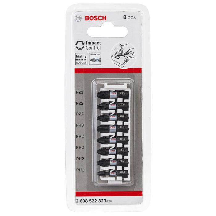 IMPACT BITS PH/PZ 8 COUNT 25 MM BOSCH IMPACT CONTROL