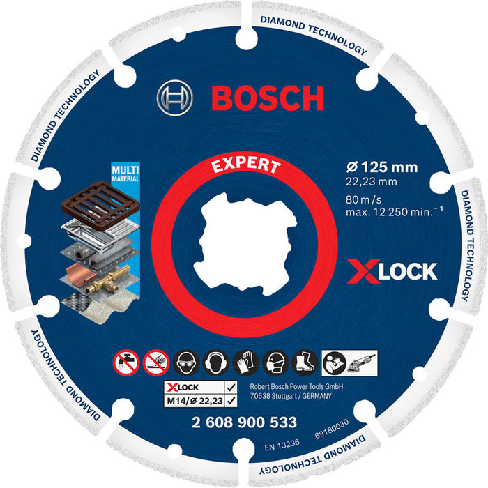 DIAMOND METAL CUTTING DISC X-LOCK BOSCH 125x22.23