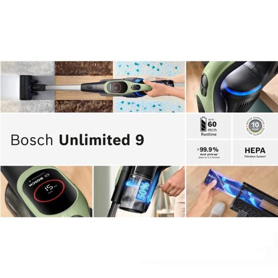 Battery vacuum cleaner BOSCH BCS931TQC Unlimited 9 Green