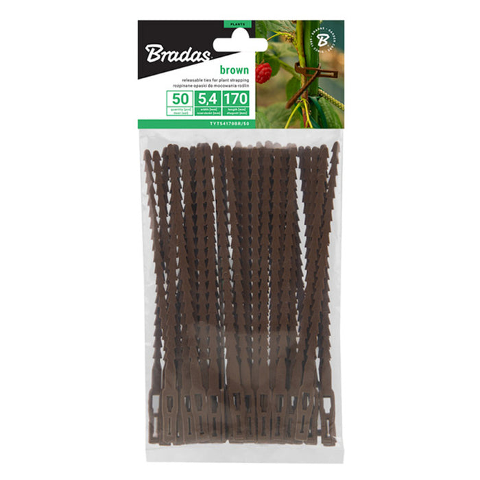 PLANT TIES 17CM 50BR BROWN BRADAS TYT54170BR/50