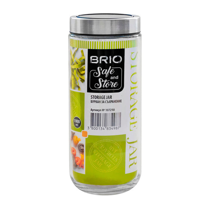 JAR WITH TRANSPARENT LID 1L 9X9X22CM BRIO STORAGE JAR