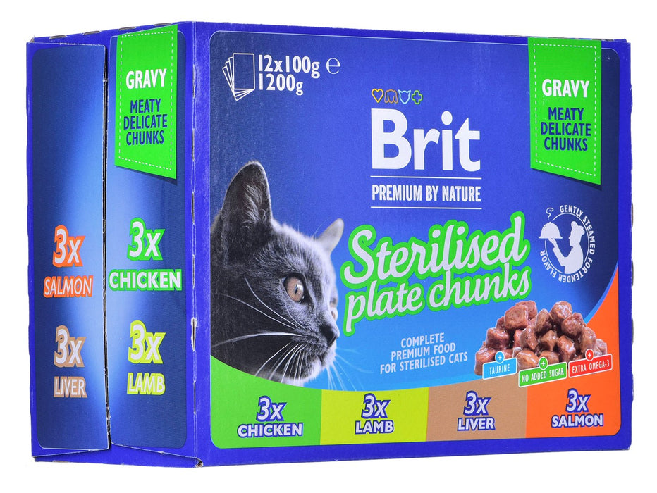 BRIT Premium Cat Sterilised Plate - wet cat food - 12x100g