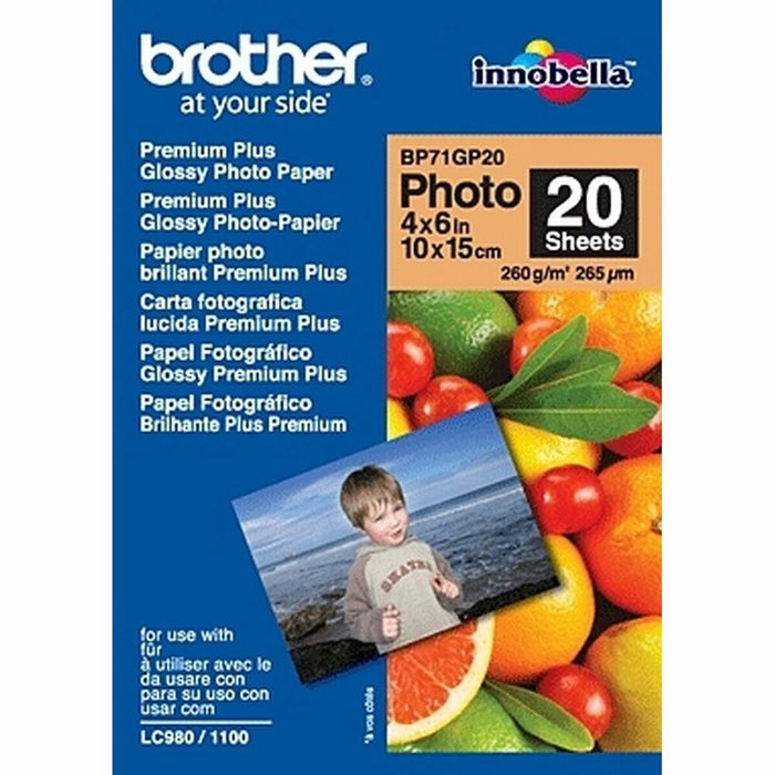 BROTHER BP71GP20 photo paper A6 20BL 190g/qm for MFC-6490CW DCP-375CW 6890CDW