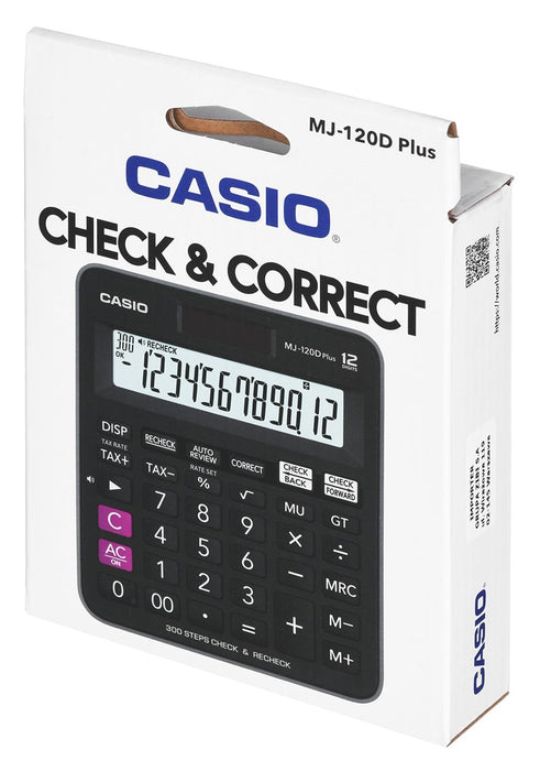 CASIO CALCULATOR OFFICE MJ-120D PLUS BLACK , 12 DIGIT DISPLAY