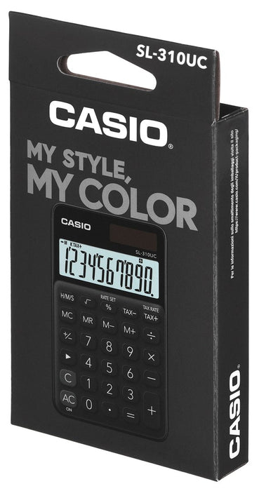 CASIO CALCULATOR POCKET SL-310UC-BK BLACK, 10 DIGIT DISPLAY