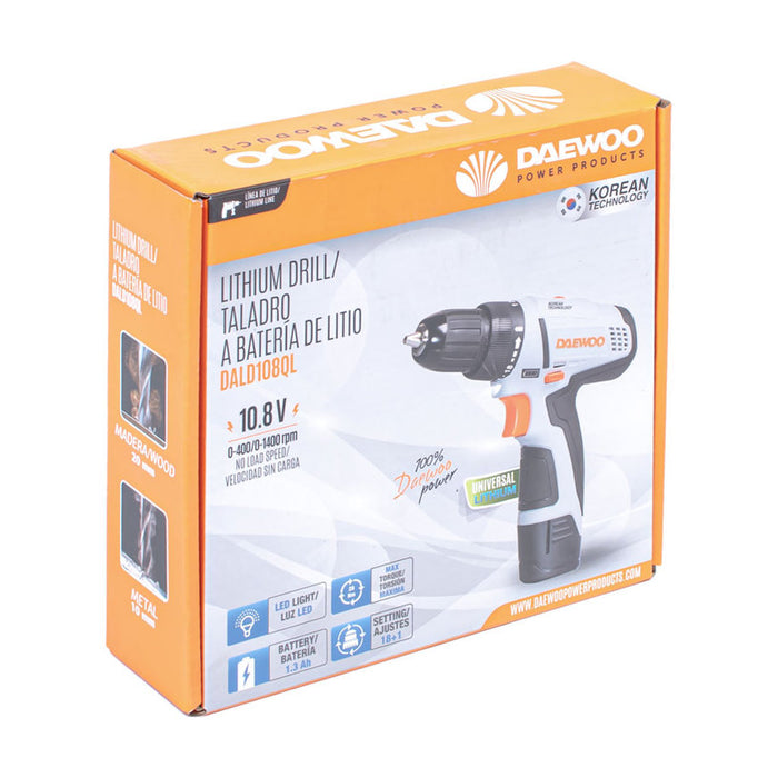 CORDLESS DRILL DAEWOO DALD108QL 10.8 V, 28.00 nm, NUMBER OF BATTERIES 1, 1.30 Ah