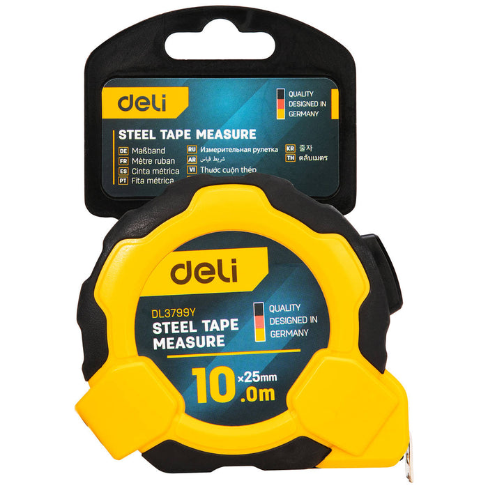 Steel Measuring Tape 10m/25mm Deli Tools EDL3799Y (yellow)