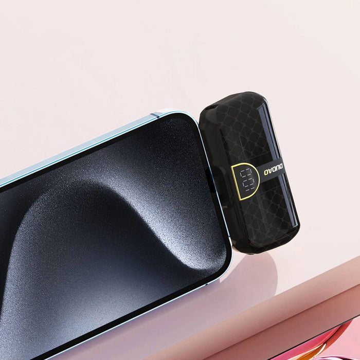 Dudao K20SL 5000mAh mini power bank with Lightning / USB-C connectors - black