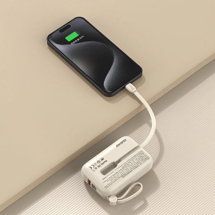 Dudao K14 10000mAh power bank with USB-C / Lightning cables - beige