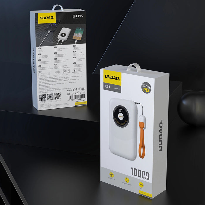 Powerbank Dudao K21 Mini 10000mAh 22.5W USB-A / USB-C - beige