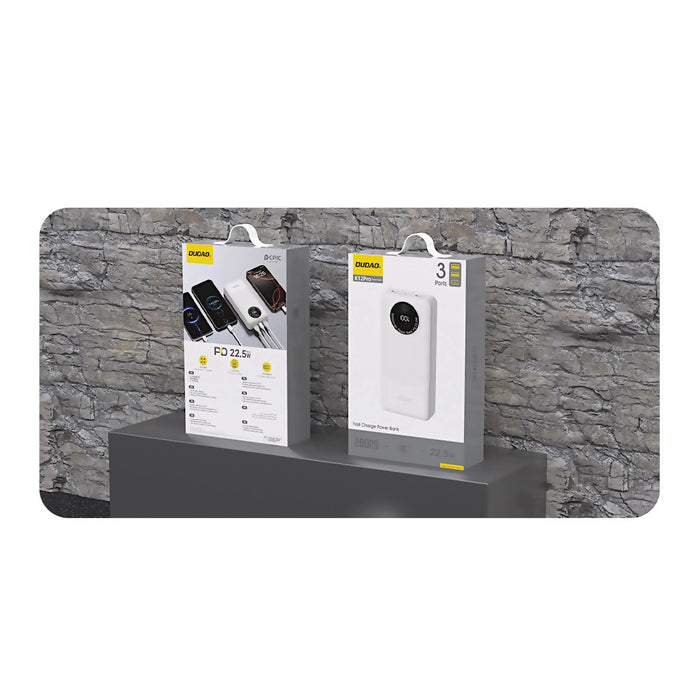Powerbank Dudao K12Pro 22.5W PD 20000mAh USB-A, USB-C - white