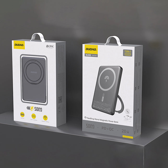 Dudao K28S 20W PD 5000mAh Powerbank with MagSafe and Stand - Gray