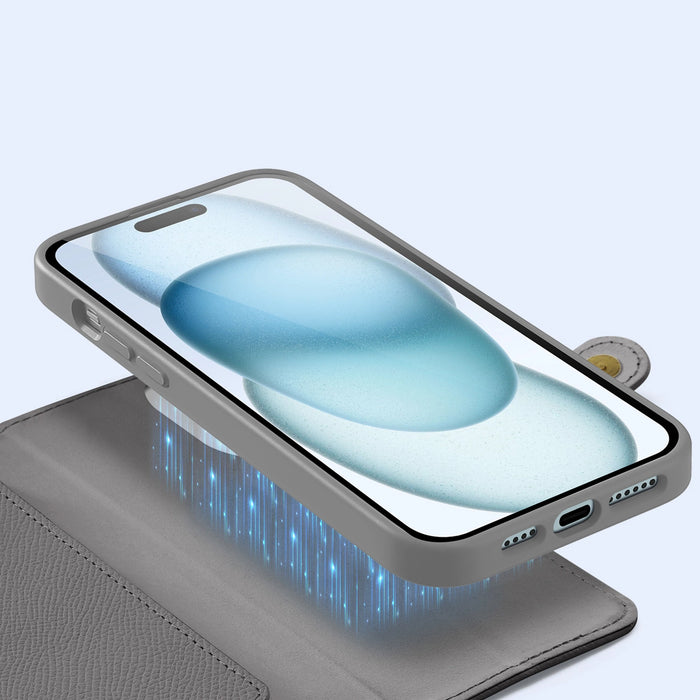Dux Ducis Lawa Leather Case for iPhone 15 - Gray