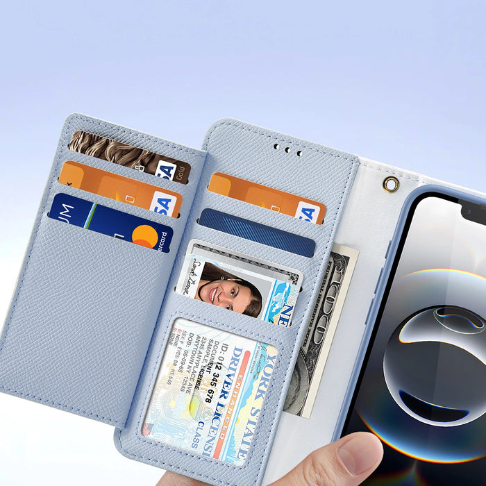 Dux Ducis Lawa iPhone 16e Leather Case with Detachable Magnetic Wallet - Blue