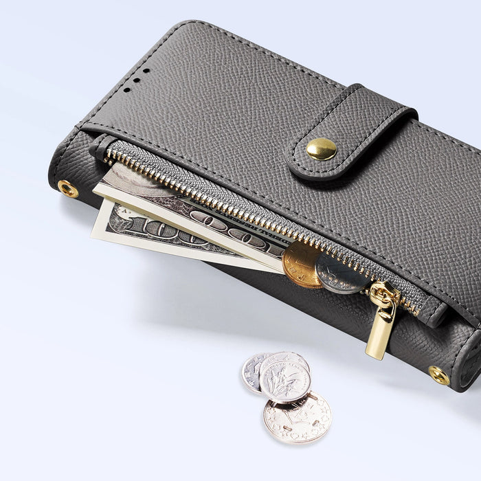 Dux Ducis Lawa iPhone 16 Pro Leather Case with Detachable Magnetic Wallet - Gray