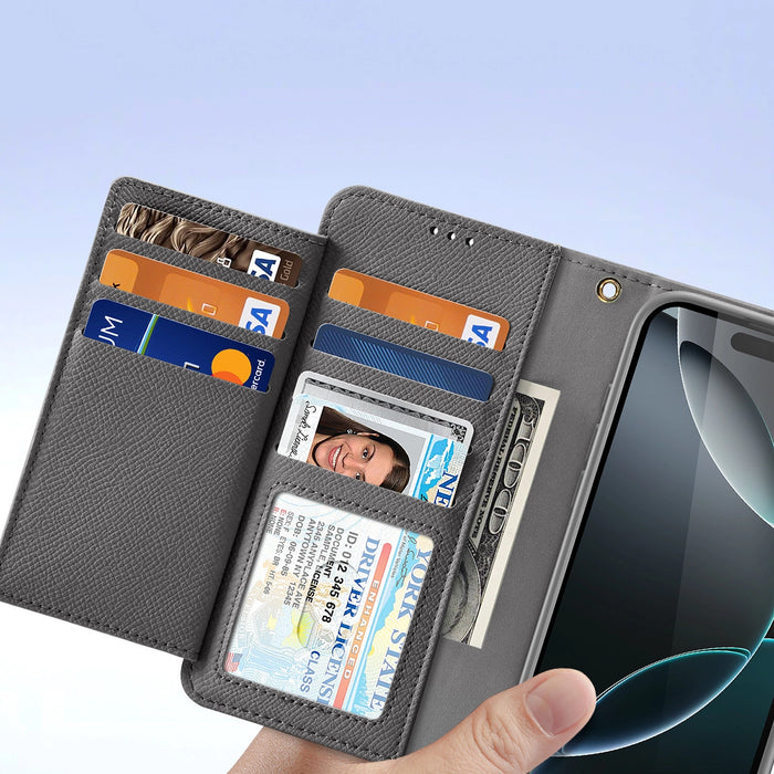 Dux Ducis Lawa Leather Case for iPhone 16 Pro Max with Detachable Magnetic Wallet - Gray