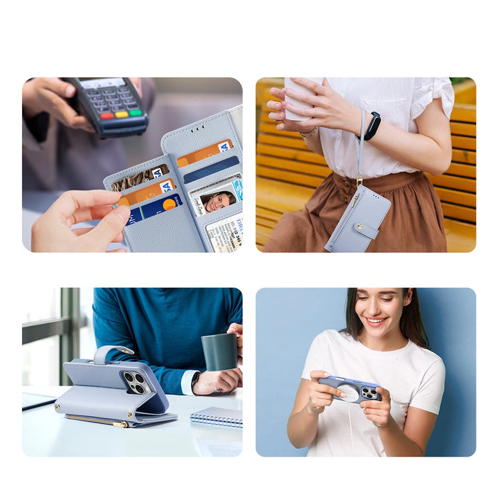 Dux Ducis Lawa Leather Case for iPhone 16 Pro Max with Detachable Magnetic Wallet - Blue