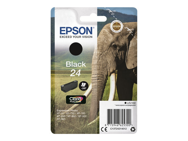 EPSON 5LB 24 ink cartridge black standard capacity 5.1ml 240 pages 1-pack blister without alarm
