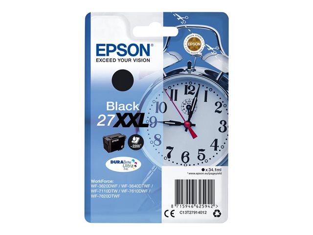 EPSON 6LB 27XXL ink cartridge black extra high capacity 34.1ml 2.200 pages 1-pack blister without alarm - DURABrite ultra ink