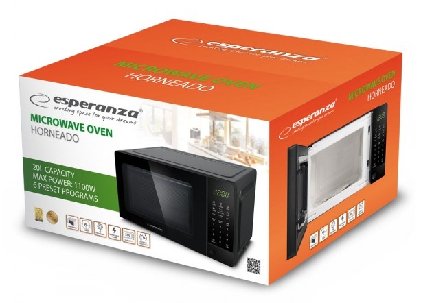 Esperanza EKO009 microwave Black Solo microwave Countertop 20 L 700 W