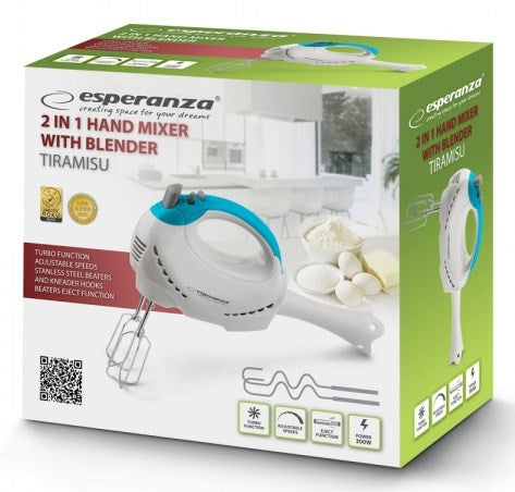 Esperanza EKM010 mixer Hand mixer 300 W Light Blue, White