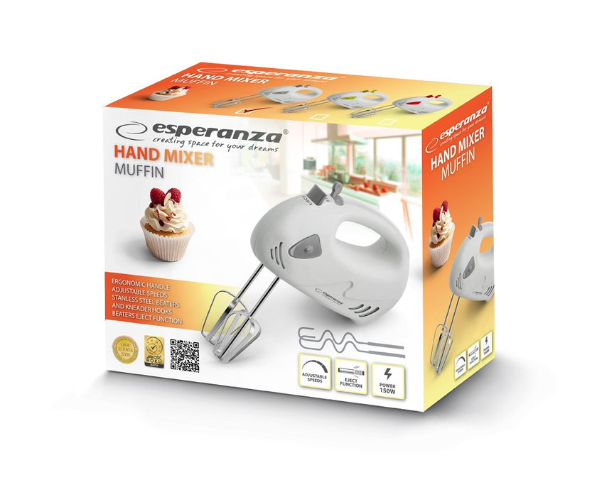 Esperanza EKM007WE mixer Hand mixer Gray, White 150 W