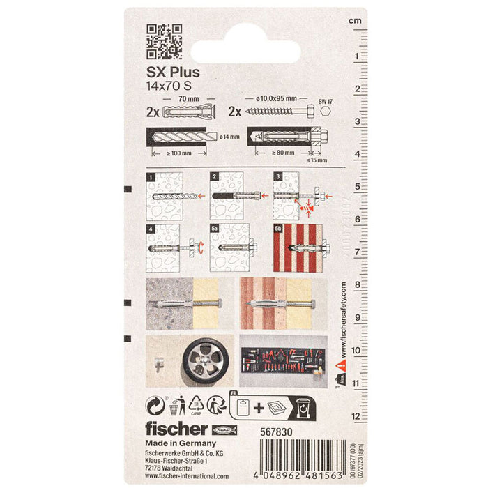 DOWEL WITH SCREW 14X70 2 PCS FISCHER SX PLUS