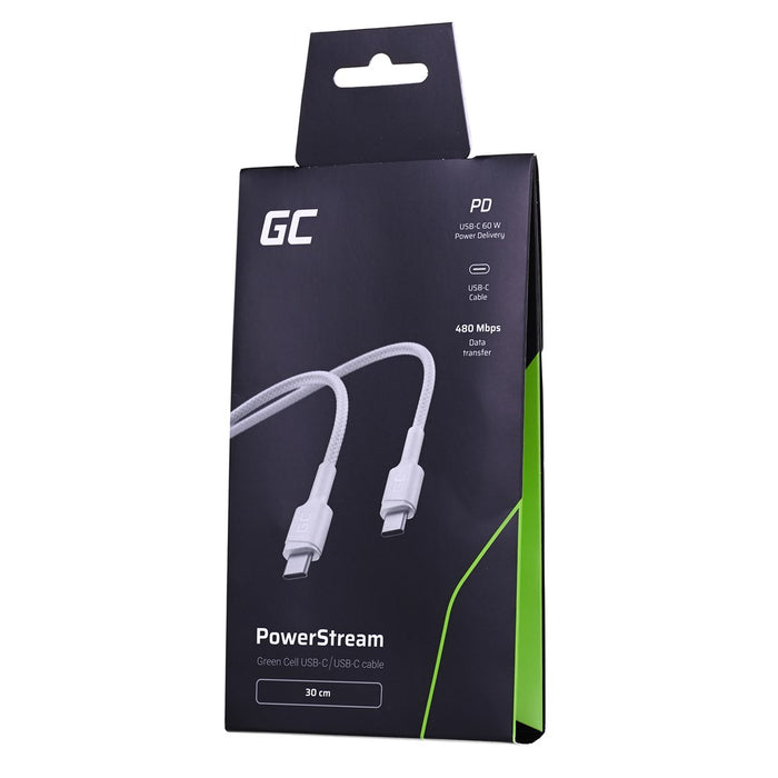 Green Cell GC PowerStream USB cable USB 3.2 Gen 1 (3.1 Gen 1) 0.3 m USB C White