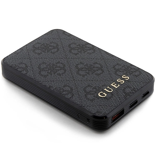 Guess Powerbank 15W GUPB5LP4GEGK 5000mAh black/black 4G Leather Metal Logo