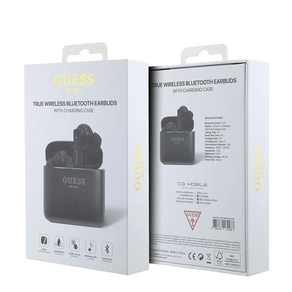 Guess Bluetooth headphones GUTWSSU20ALEGK TWS + docking station black/black Printed Logo