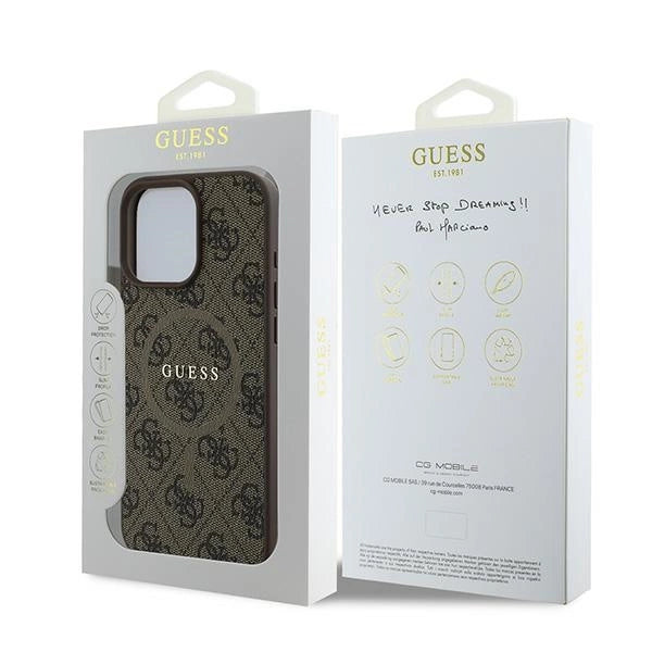 Guess 4G Ring Classic Logo MagSafe iPhone 16 Pro Case - Brown