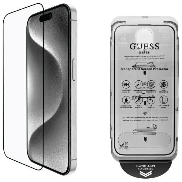 Guess Screen Protector 2.5D Outline Tempered Glass for iPhone 16 Pro Max