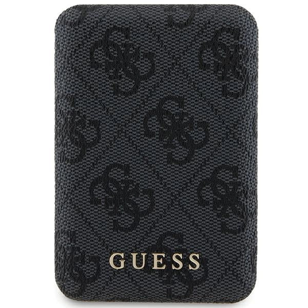Guess Powerbank inductive 15W GUPB5FP4EMGK 5000mAh black/black 4G Leather Metal Logo MagSafe