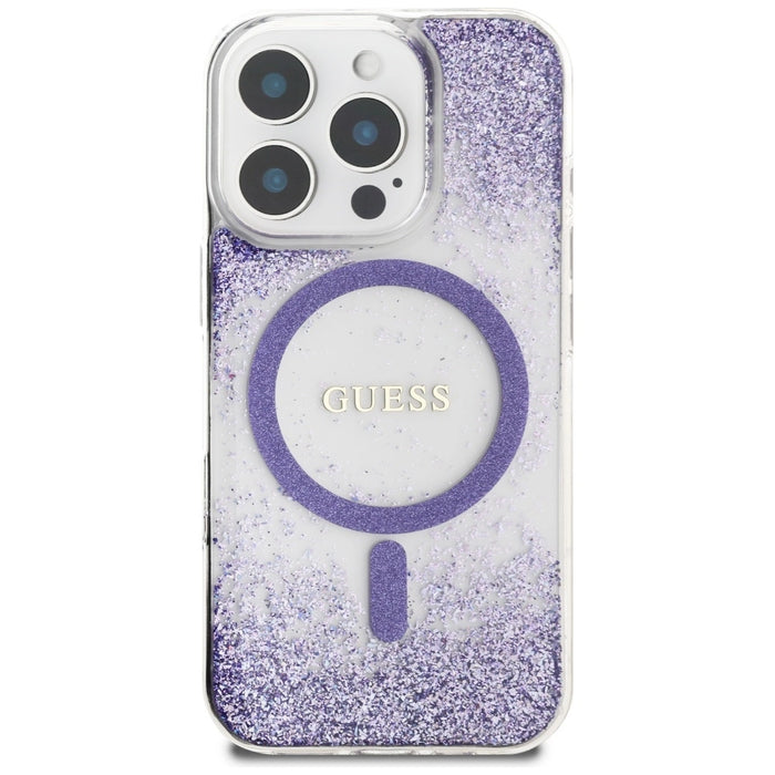 Guess HC Resin Bottom Glitter MagSafe case for iPhone 16 Pro - purple