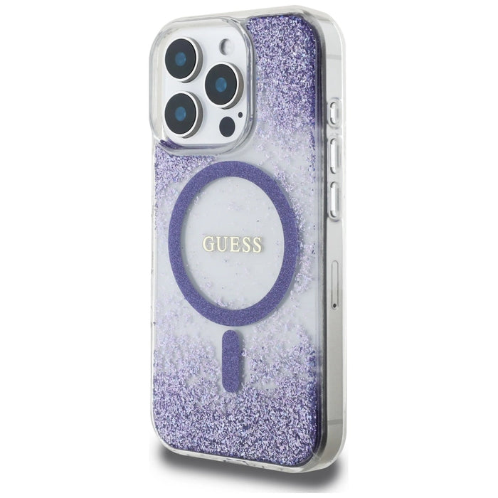 Guess HC Resin Bottom Glitter MagSafe case for iPhone 16 Pro Max - purple