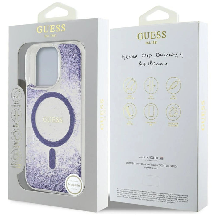 Guess HC Resin Bottom Glitter MagSafe case for iPhone 16 Pro Max - purple