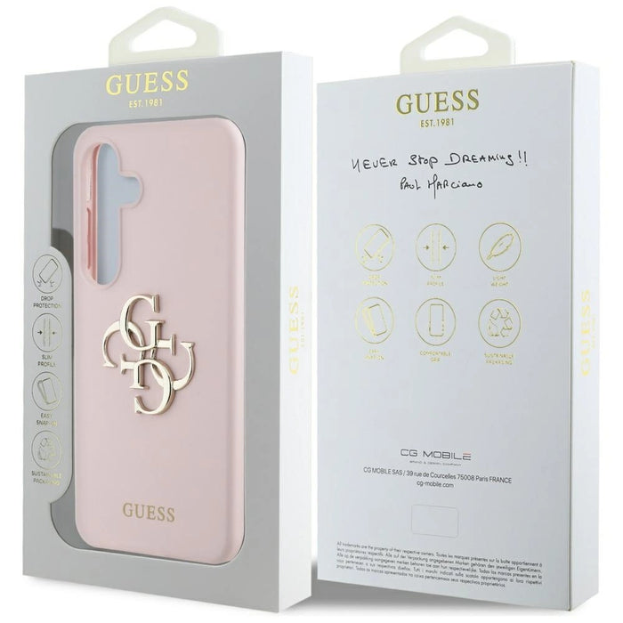 Guess Silicone Big 4G Logo Bottom Script Case for Samsung Galaxy S25 - Pink