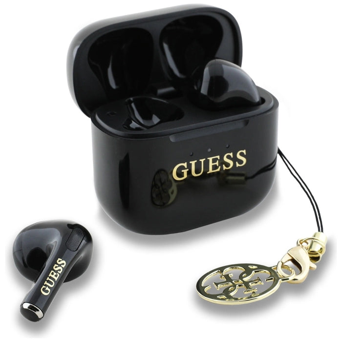 Guess Glossy Effect Printed Classic Logo &amp; Charm TWS headphones - black