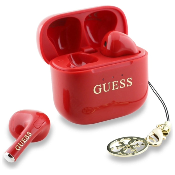 Guess Glossy Effect Printed Classic Logo &amp; Charm TWS headphones - red